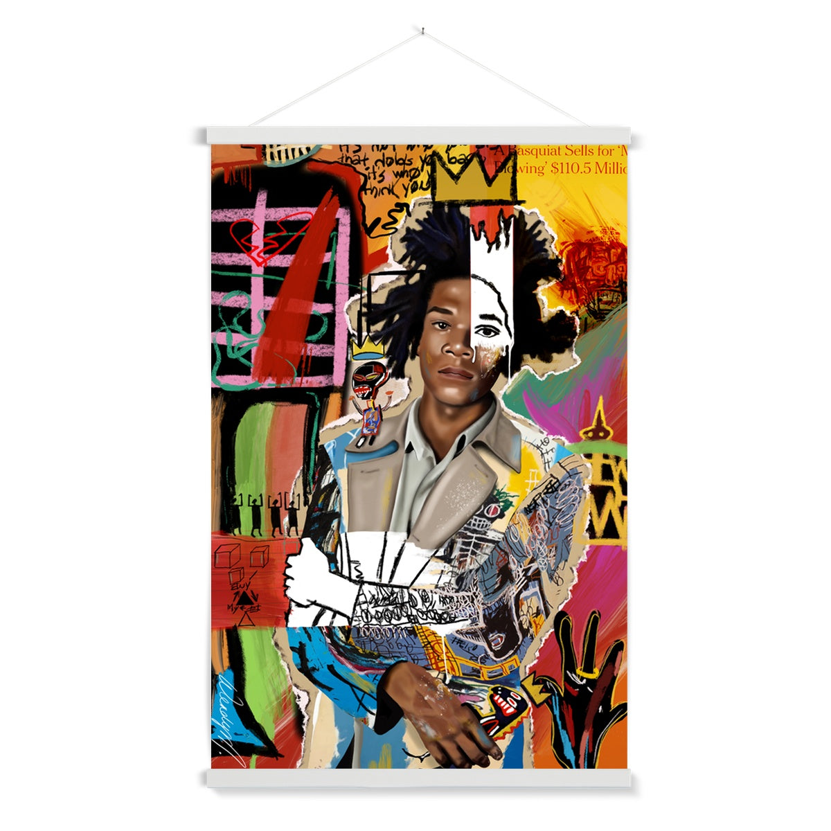 Basquiat's World Fine Art Print with Hanger