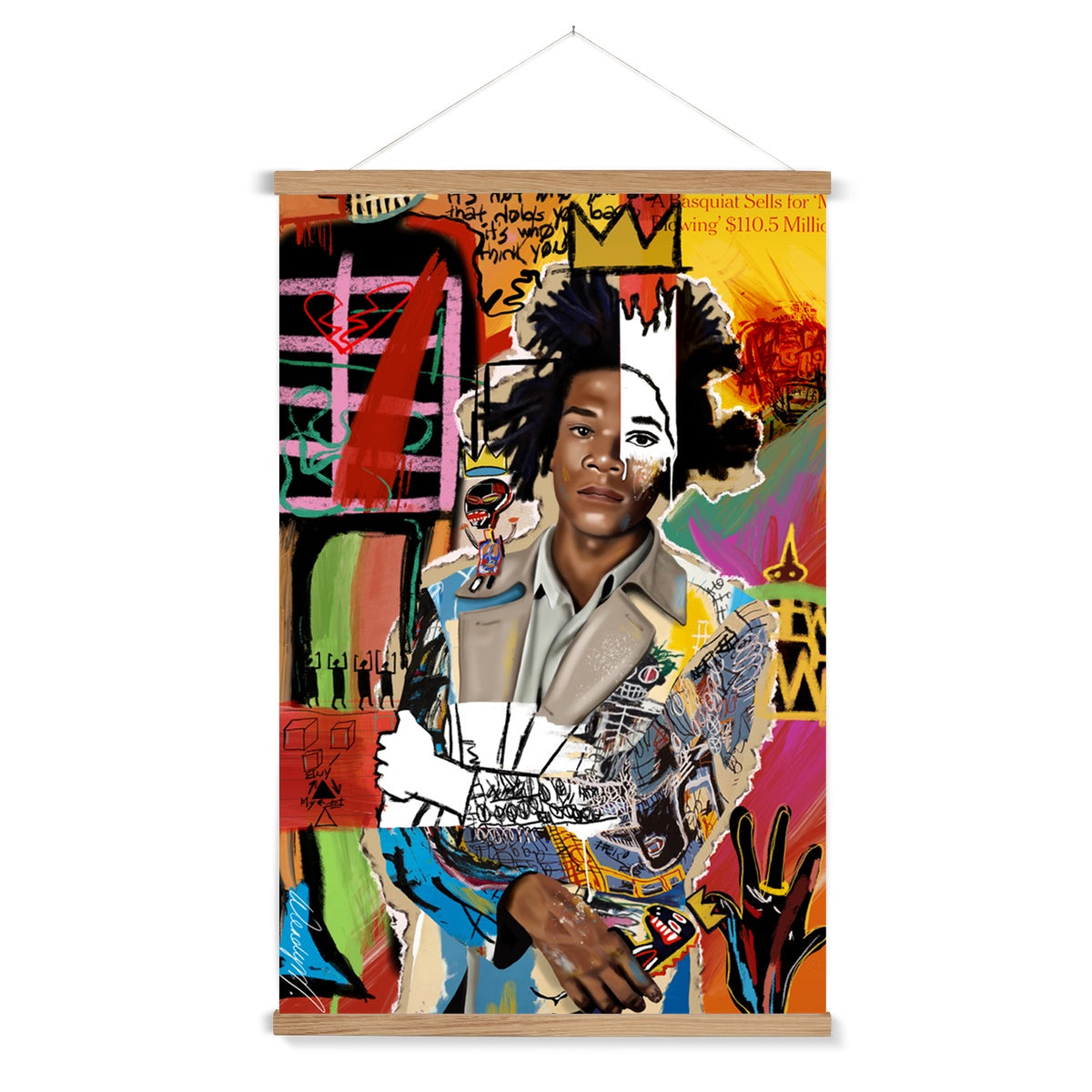 Basquiat's World Fine Art Print with Hanger