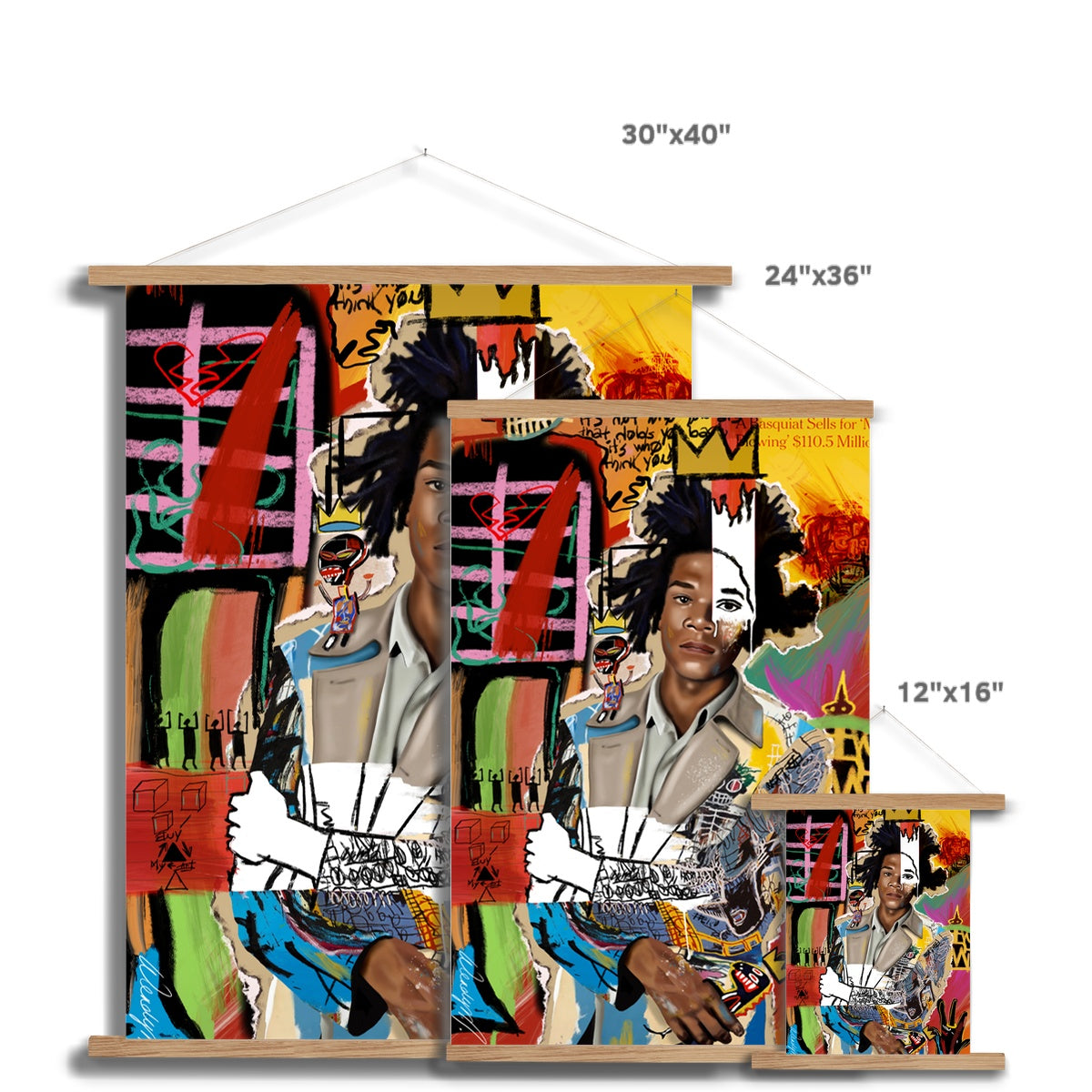 Basquiat's World Fine Art Print with Hanger