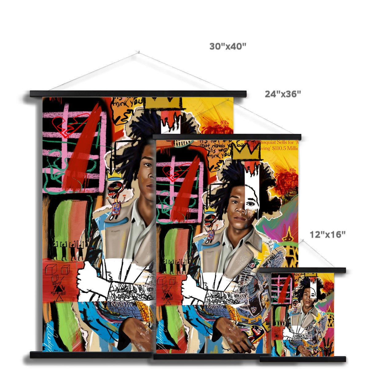 Basquiat's World Fine Art Print with Hanger