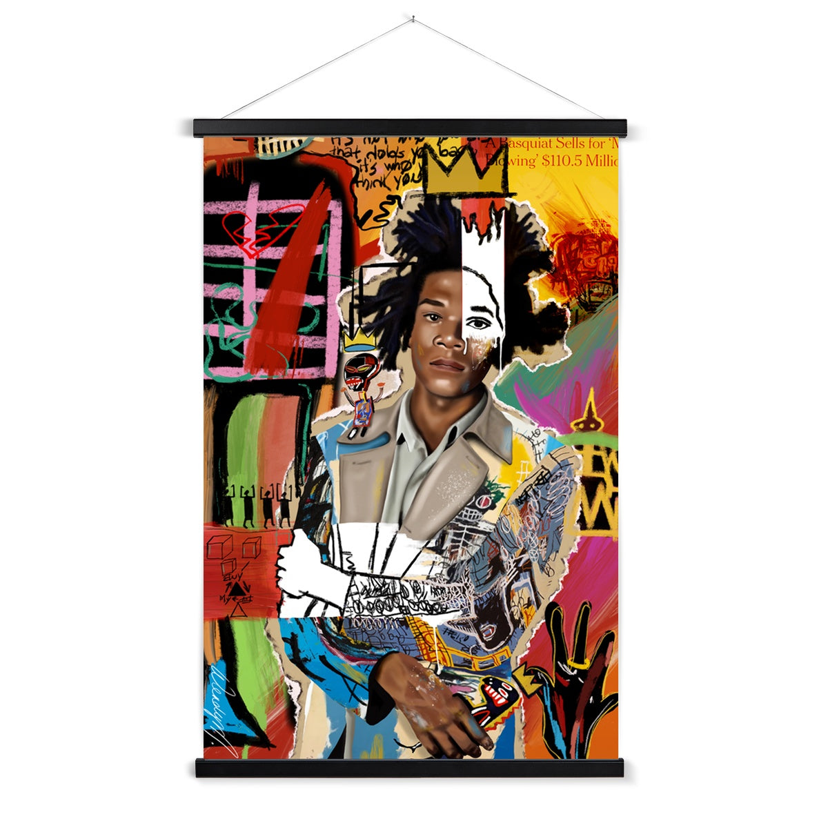 Basquiat's World Fine Art Print with Hanger