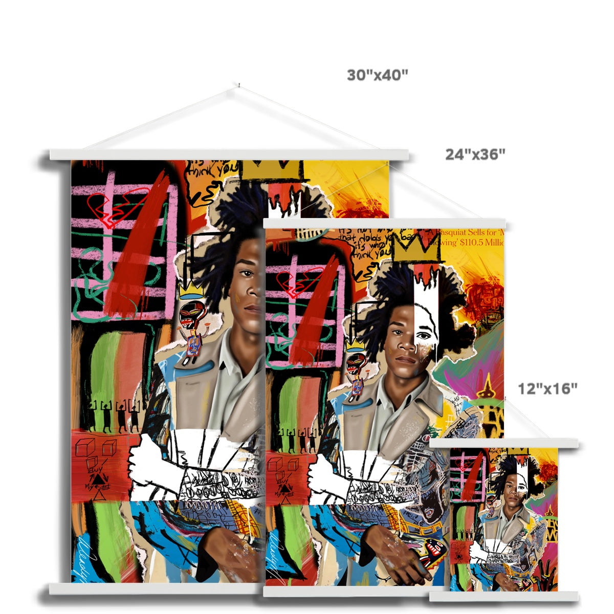 Basquiat's World Fine Art Print with Hanger